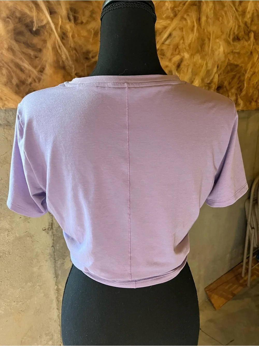 Nike Lavender Short Sleeve Faux Wrap Cropped Crew Tee
